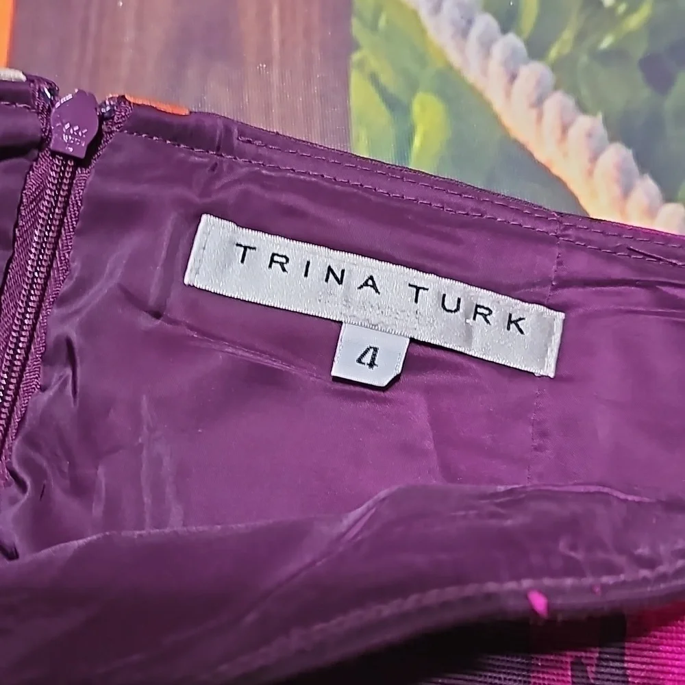 Trina Turk Purple Floral Skirt Size‎ 4 - Picture 4 of 7
